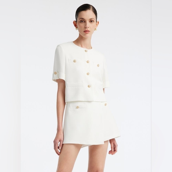 NWT GOELIA White Acetate Shorts Size M - Picture 2 of 8